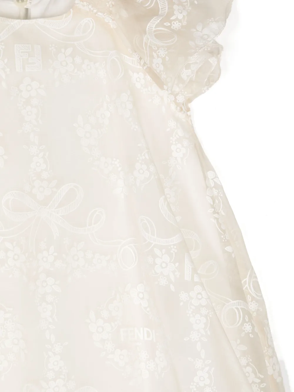 Fendi Kids Jurk met bloemenprint Beige