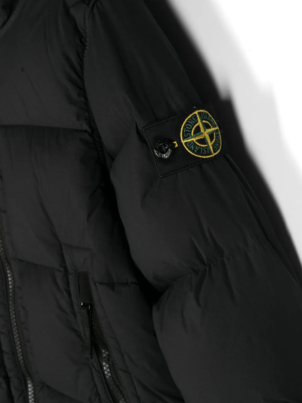 Stone Island Junior Gewatteerd jack Zwart