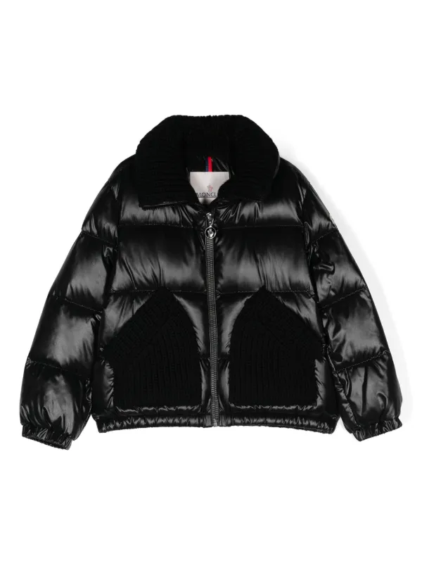 Moncler Enfant knitted-panels Puffer Jacket Black FARFETCH ID
