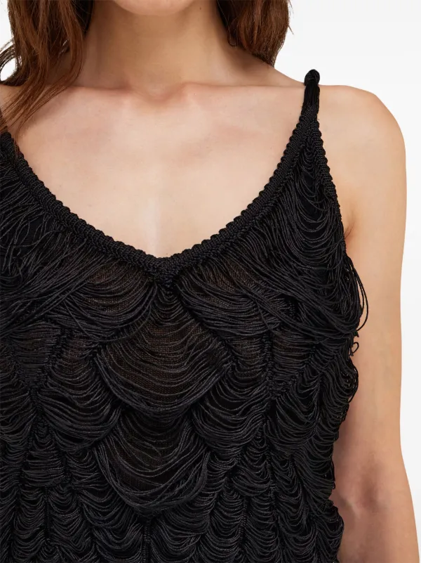 Ferragamo Fringed Silk Dress | Black | FARFETCH