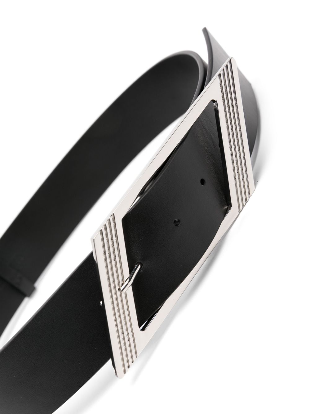 The Attico Leren riem met logo-hanger - Zwart