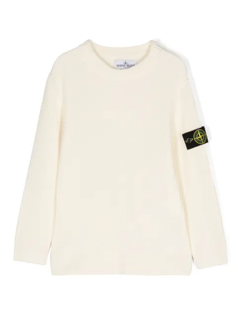 Stone Island Junior Compass-badge ribbed jumper