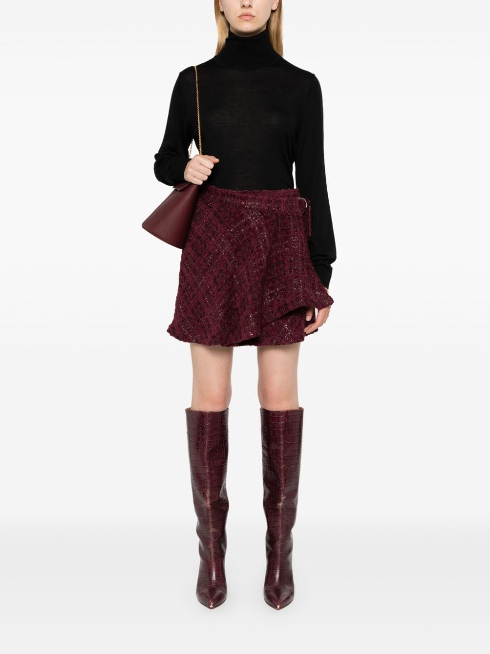 Shop Iro Bouclé Mini Skirt In Red