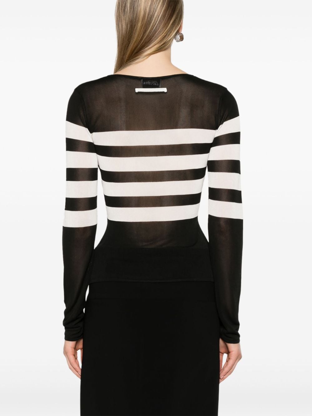 Shop Jean Paul Gaultier Logo-embroidered Striped Jumper In Black