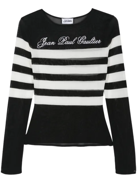Jean Paul Gaultier logo-embroidered striped jumper