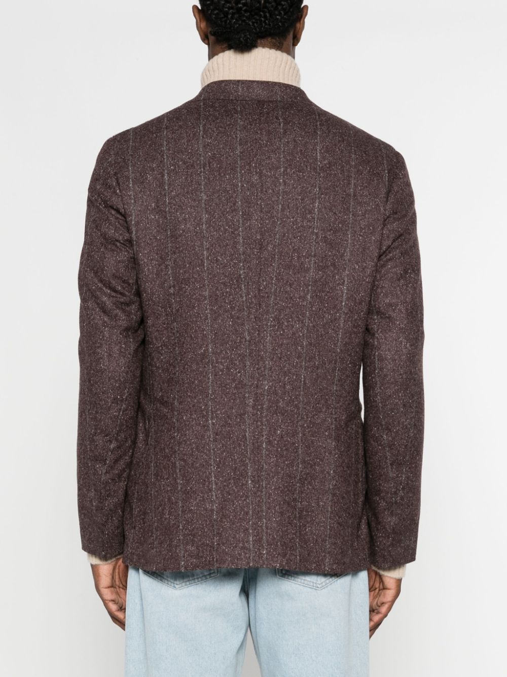 Shop Eleventy Speckle-knit Single-breasted Blazer In Braun