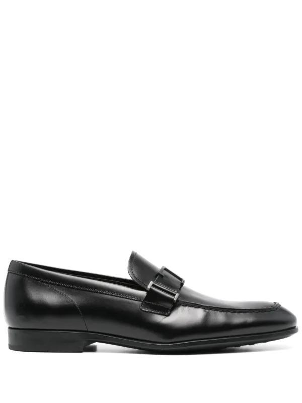 【関税＆送料込み】Tod'S Black Loafers With Logo Plaque In TOD'S Embellished leather loafers | NET-A-PORTER