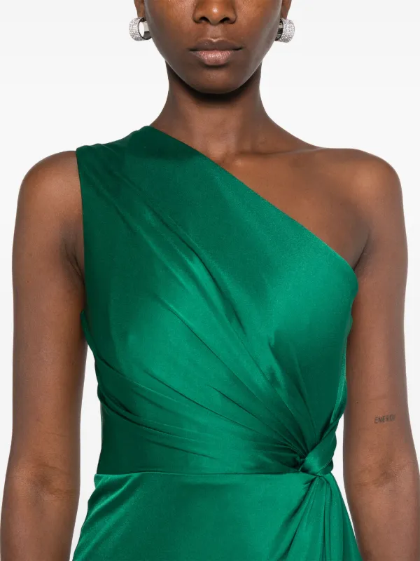 Alex Perry Vestido Satinado Con Hombro Descubierto Verde FARFETCH CO