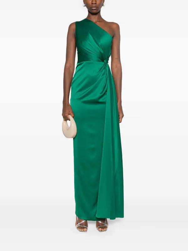alex perry dress green Alex Perry one-shoulder Satin Dress | Green