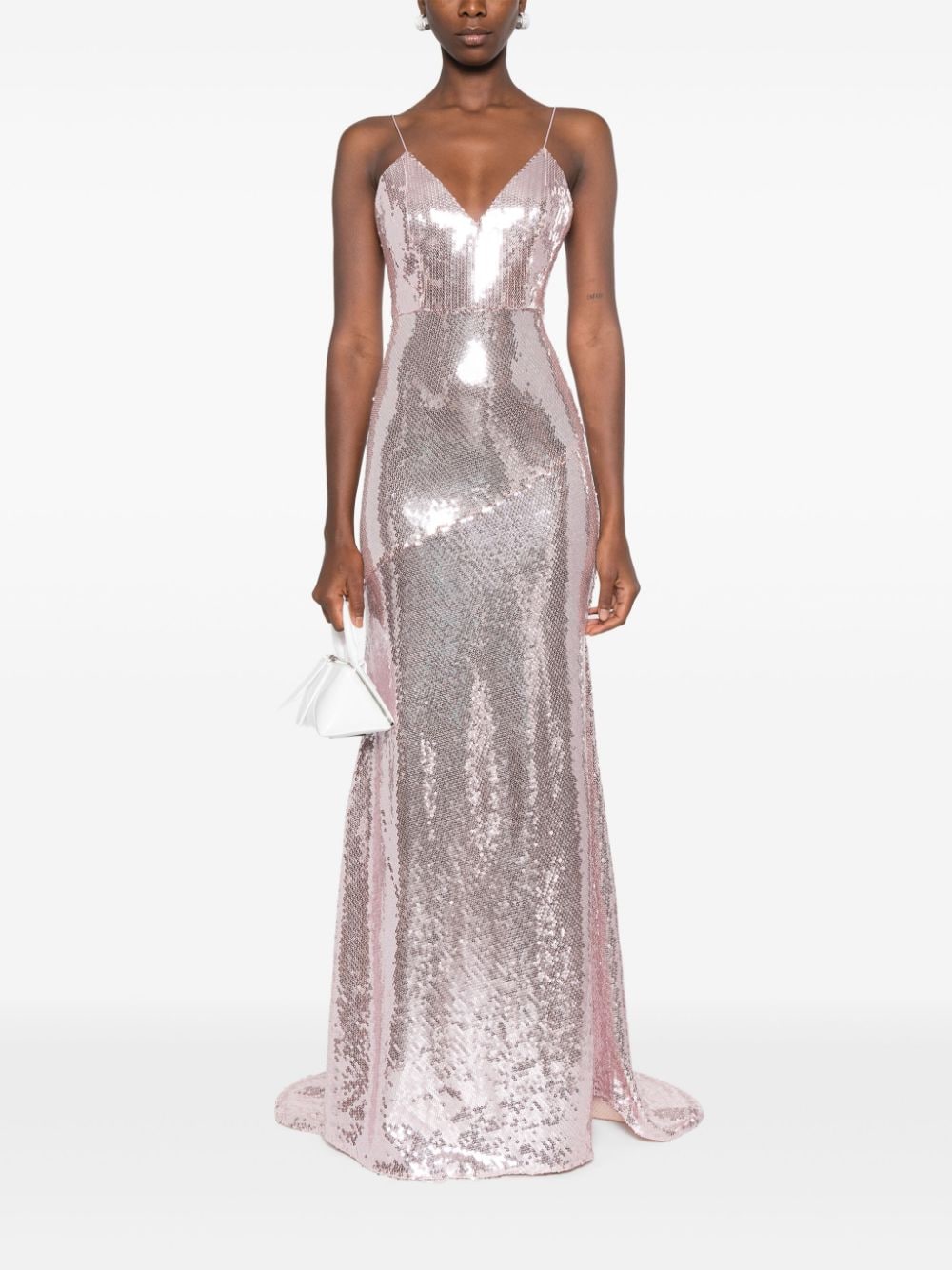 Shop Alex Perry Sequinned Gown In Pink