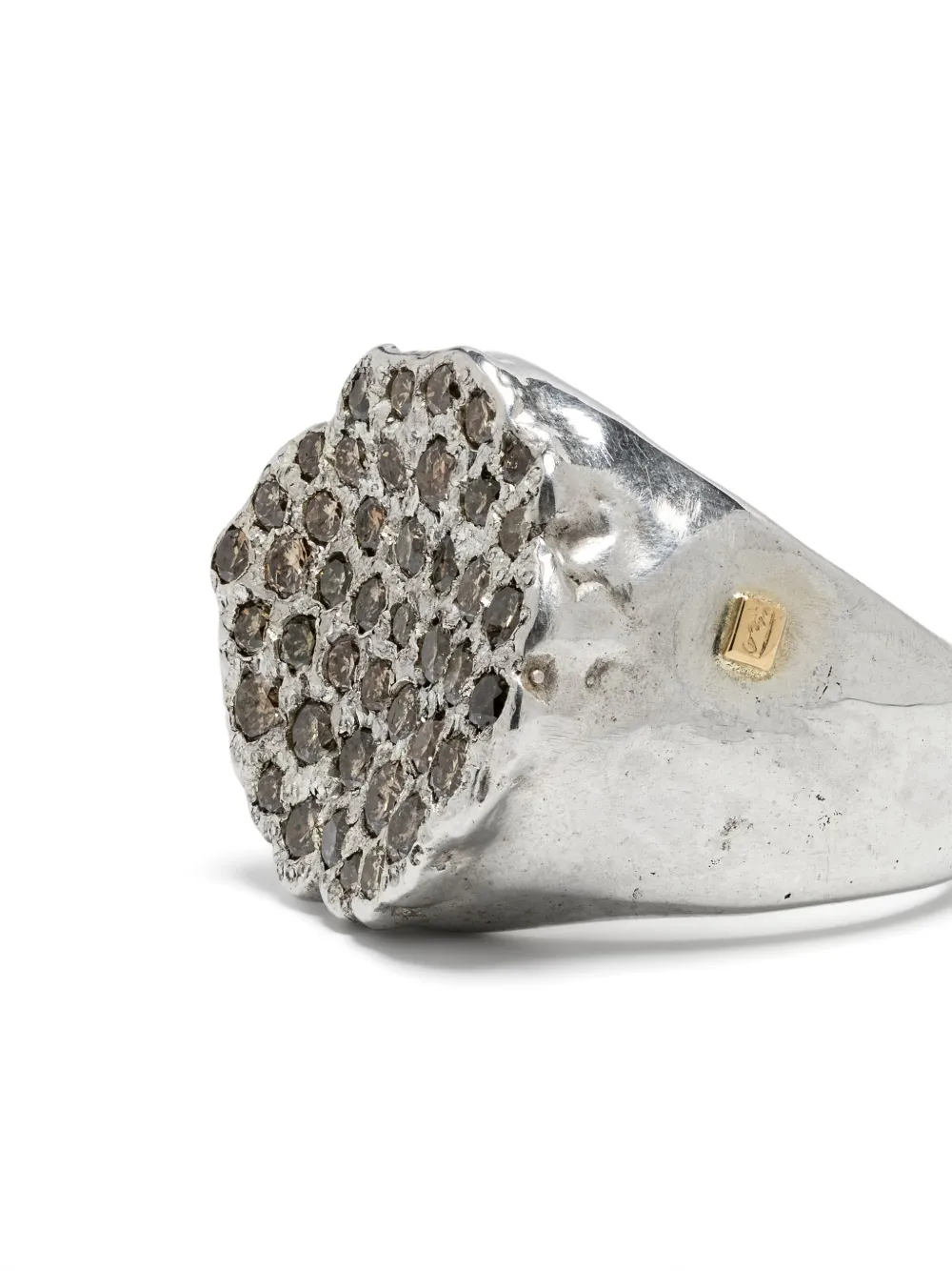 Rosa Maria Diamond-encrusted Signet Ring In Silver