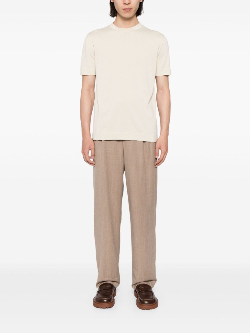 Brioni T-shirt met ronde hals - Bruin