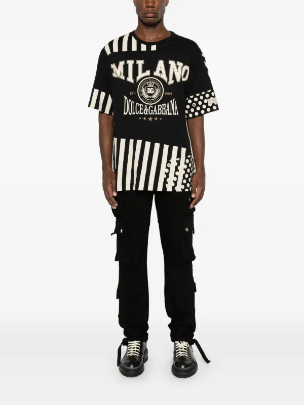 Tシャツ・カットソー Dolce & Gabbana FW24 Logo print T-shirt (G8PN9ZG7NSN W0111) Dolce & Gabbana - Logo print cotton T-shirt black - The Corner