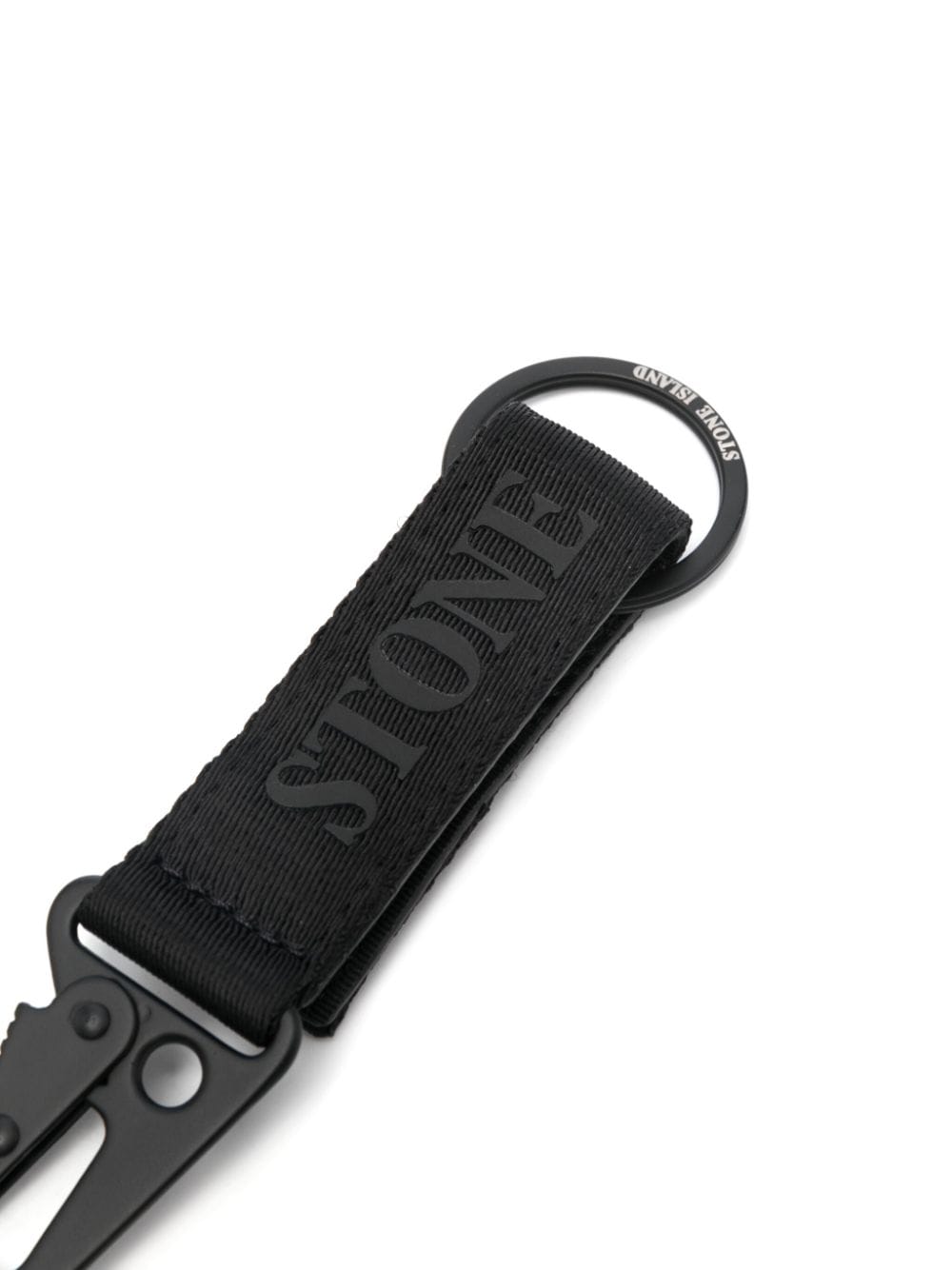 Stone Island raised logo detail keyring - Zwart