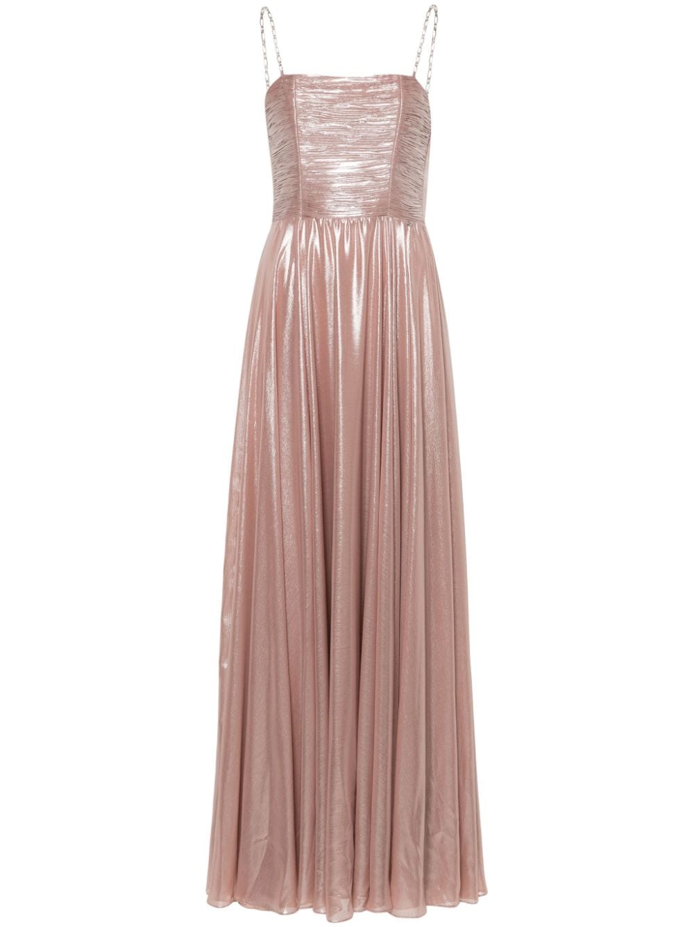 Nissa Metallic-effect Midi Dress In Pink