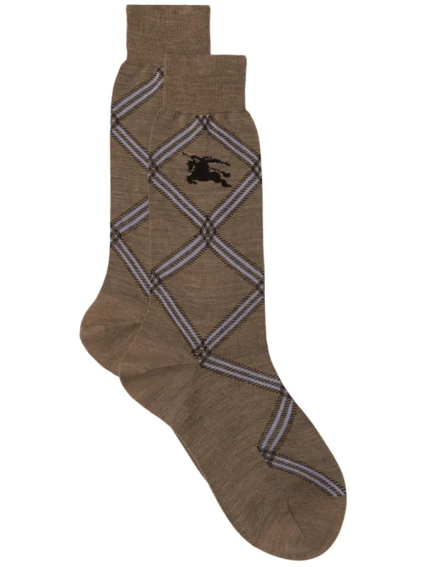 Burberry intarsia knit Logo Socks Brown FARFETCH IE