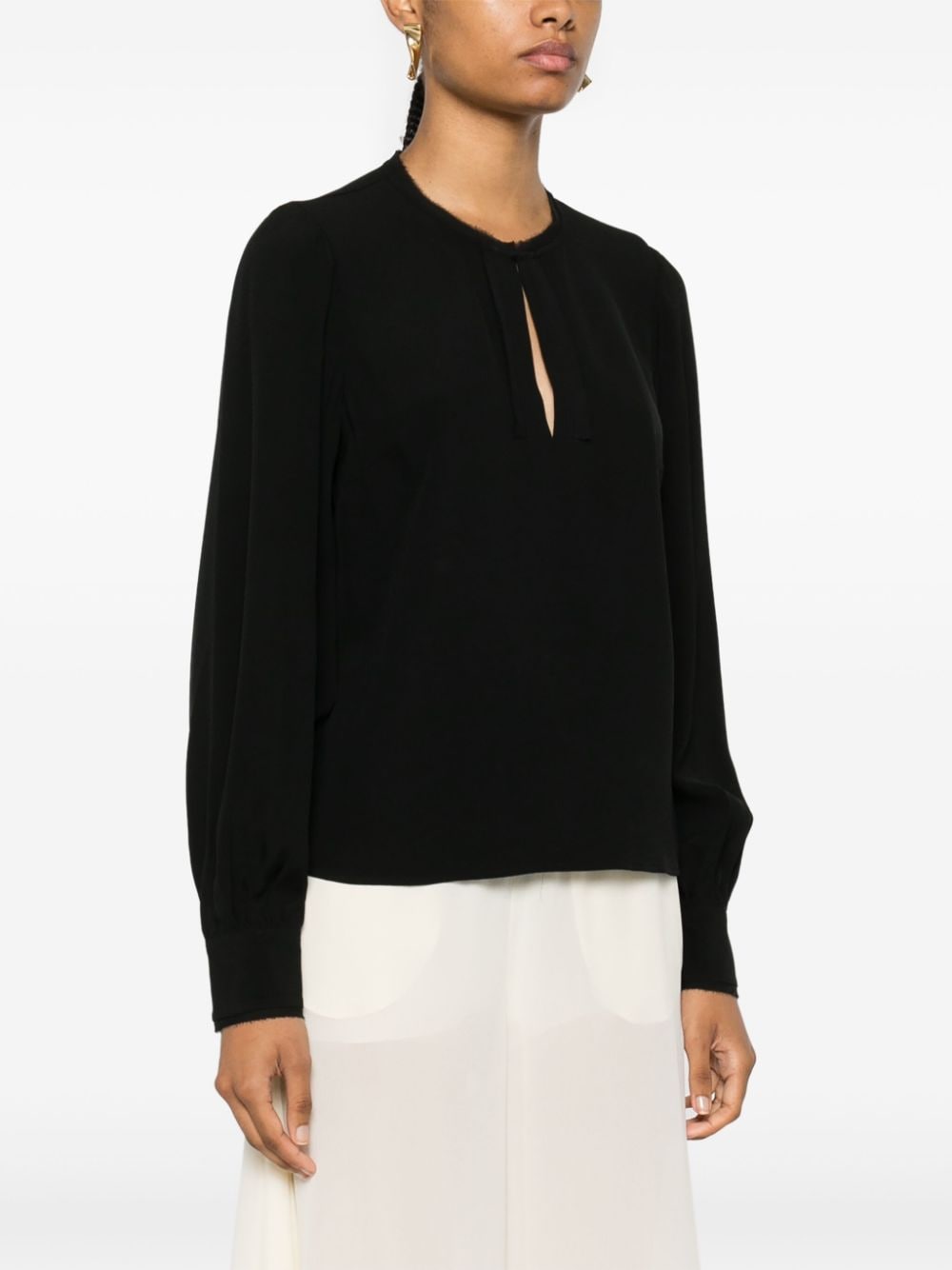 Shop Ulla Johnson Greta Crepe Blouse In Black