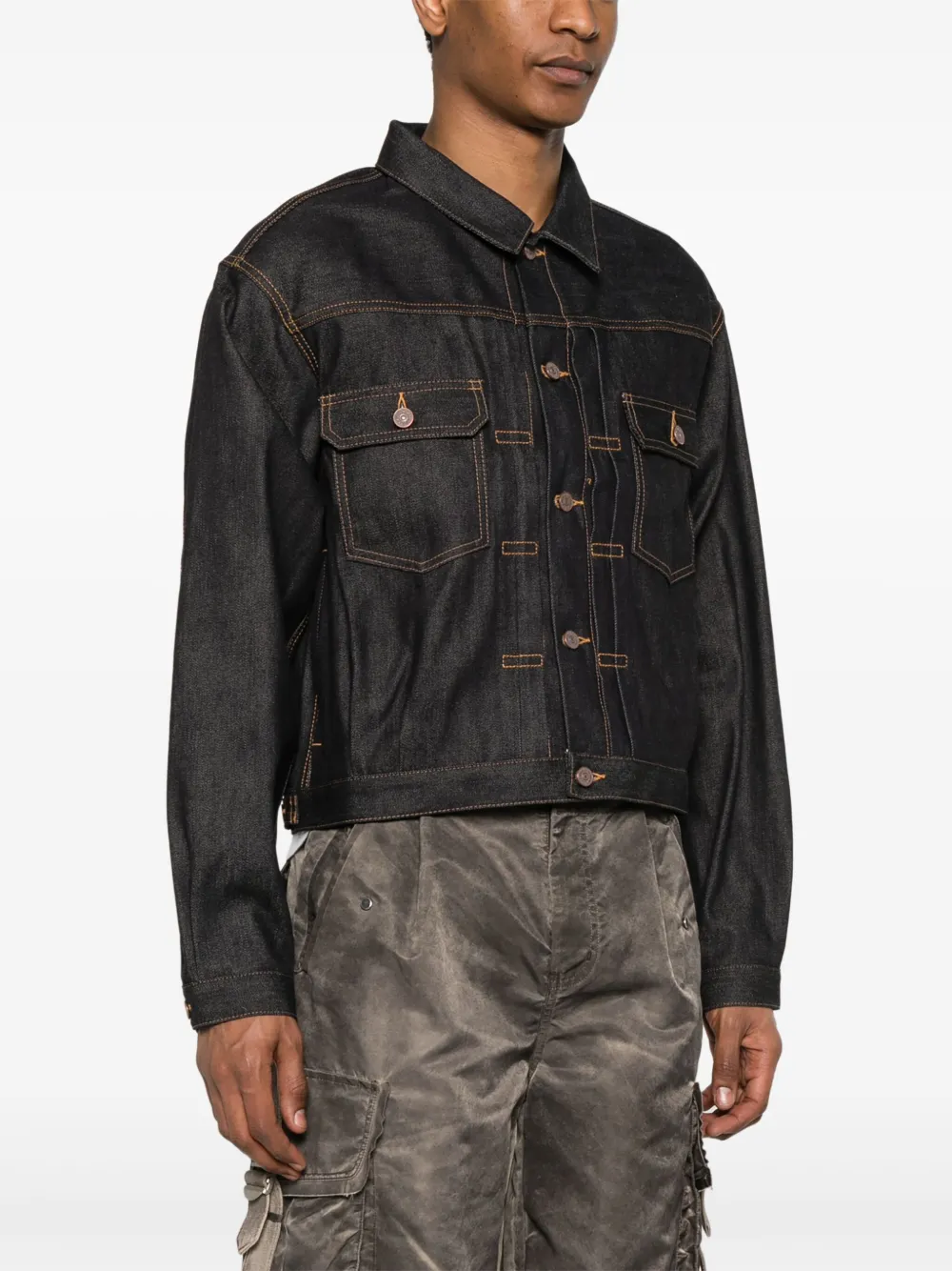 visvim 101 Unwashed denim jack Blauw