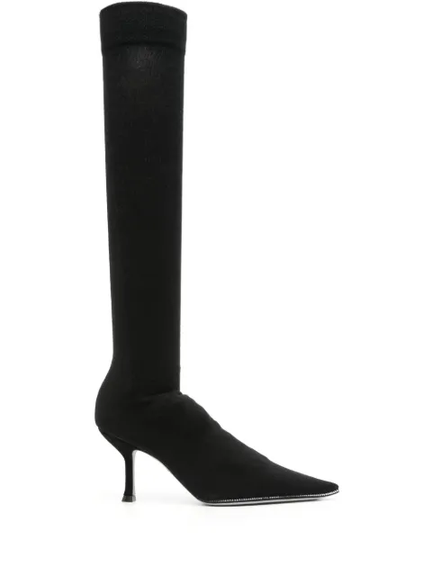René Caovilla 70mm crystal-embellished knitted boots