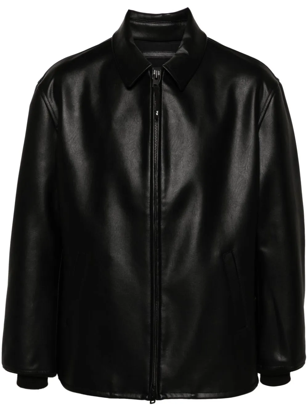 Y-3 Black Loose-fit Faux-leather Bomber Jacket In Black