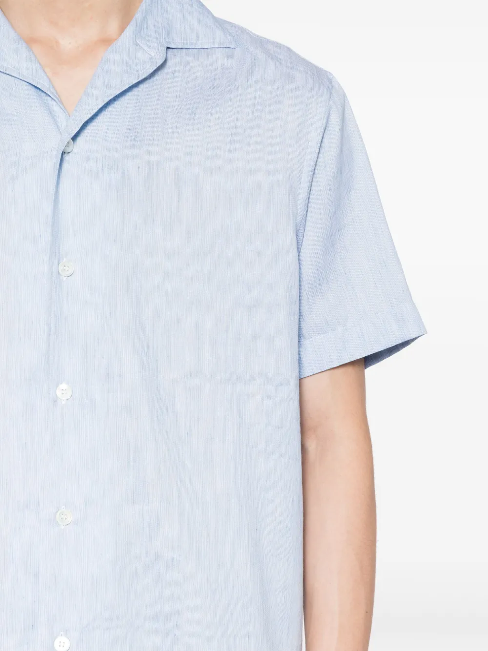 Brioni Overhemd met korte mouwen en gewelfde afwerking Blauw