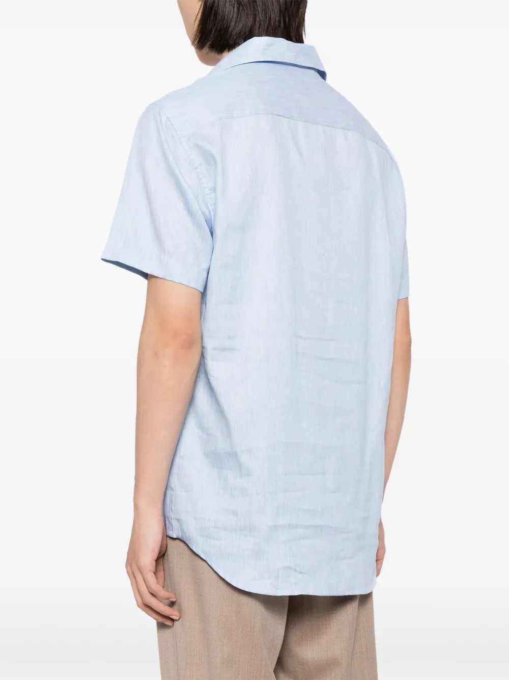 Brioni Overhemd met korte mouwen en gewelfde afwerking Blauw