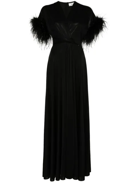NISSA feather-trimmed maxi dress