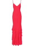 NISSA ruffled chiffon maxi dress - Red