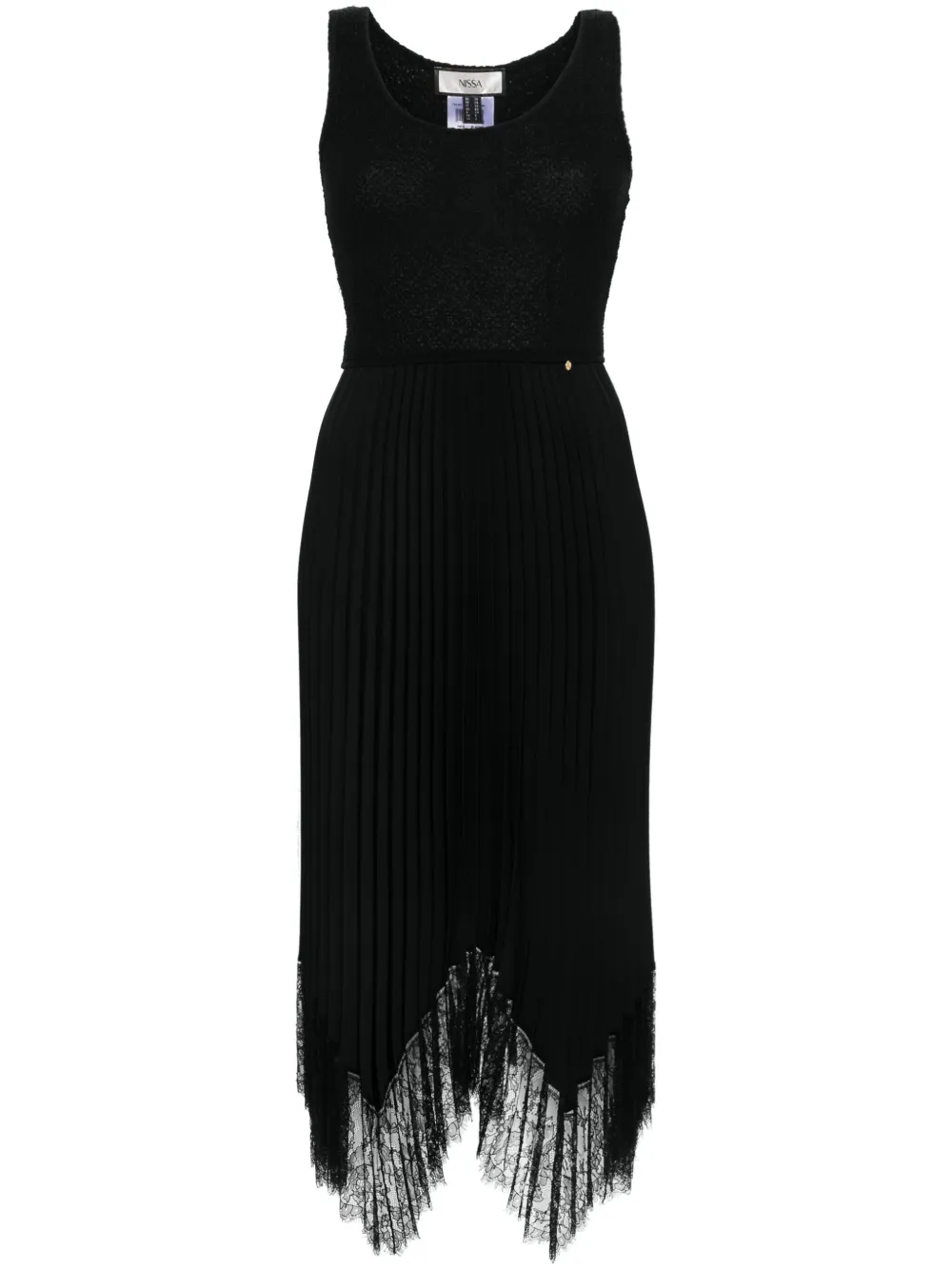 NISSA pleated-skirt midi dress – Black