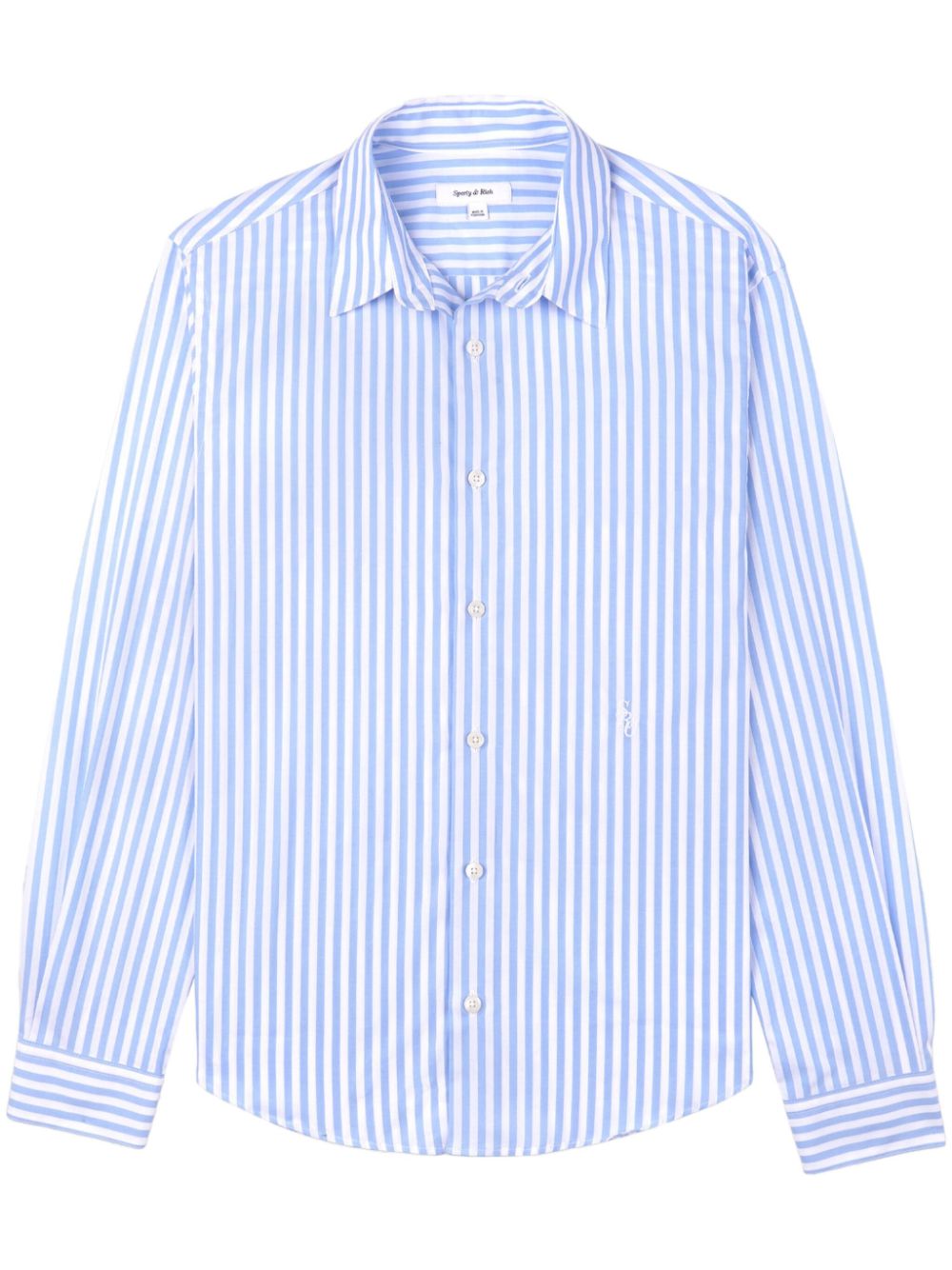 Sporty And Rich Logo-embroidered Striped Shirt In 蓝色