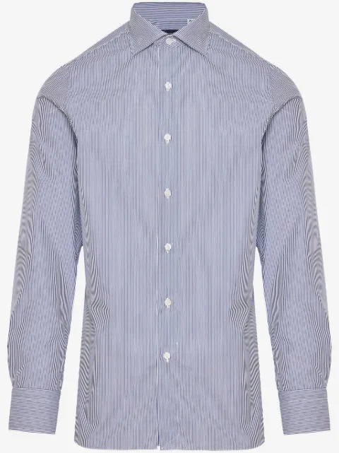 Finamore 1925 Napoli spread collar striped shirt 