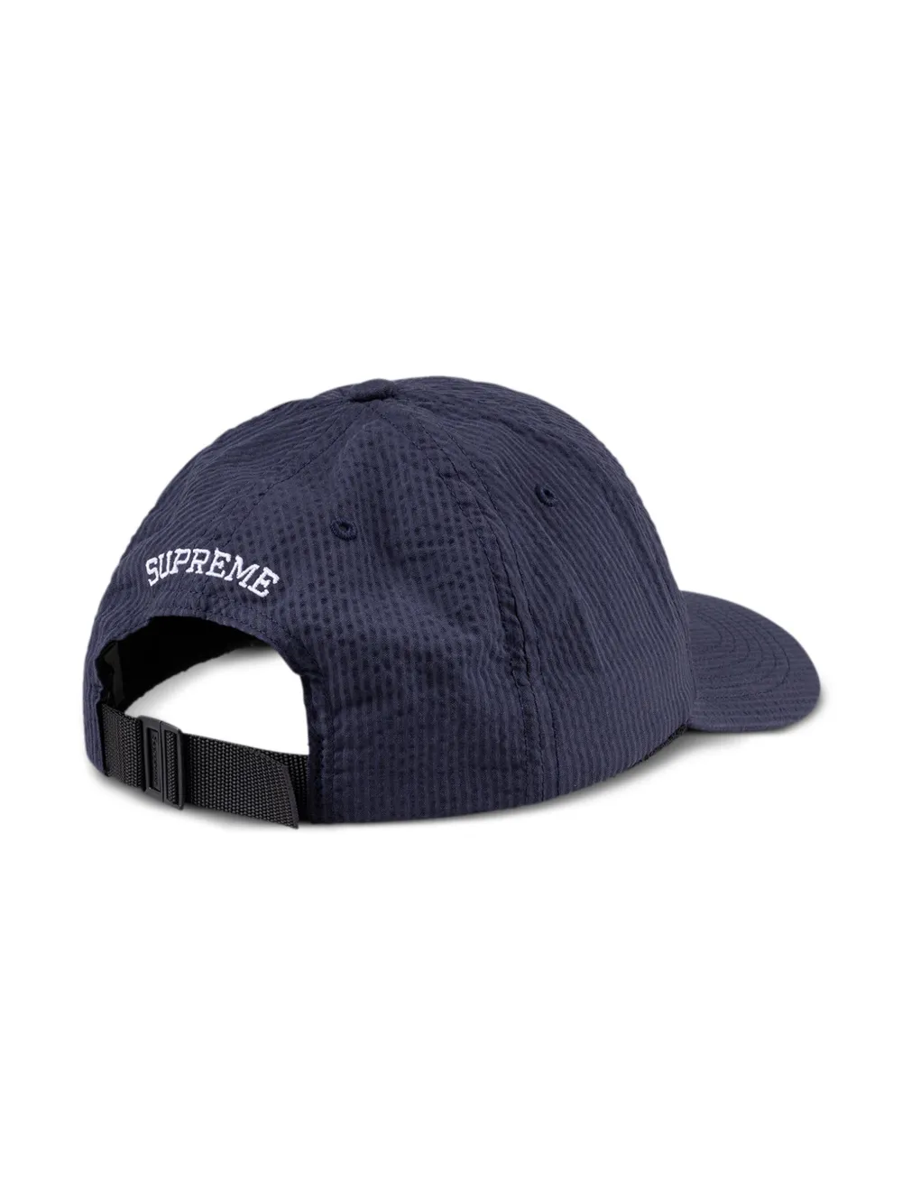 Supreme logo-embroidered seersucker baseball cap - Blauw