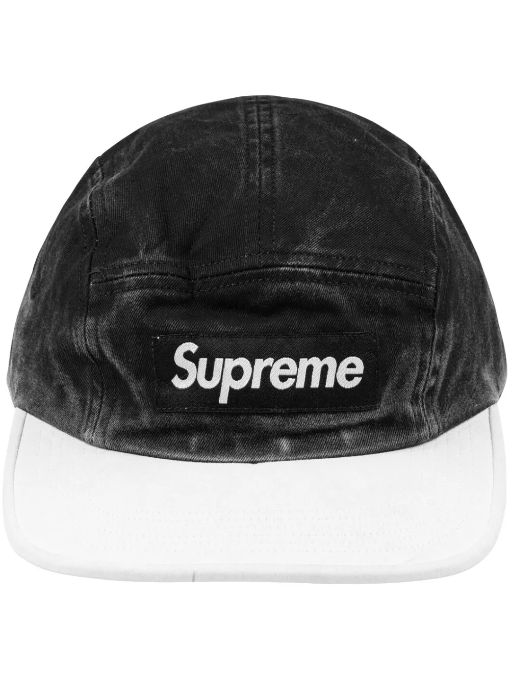 Supreme Colour-blocked Cotton Camp Cap In Black