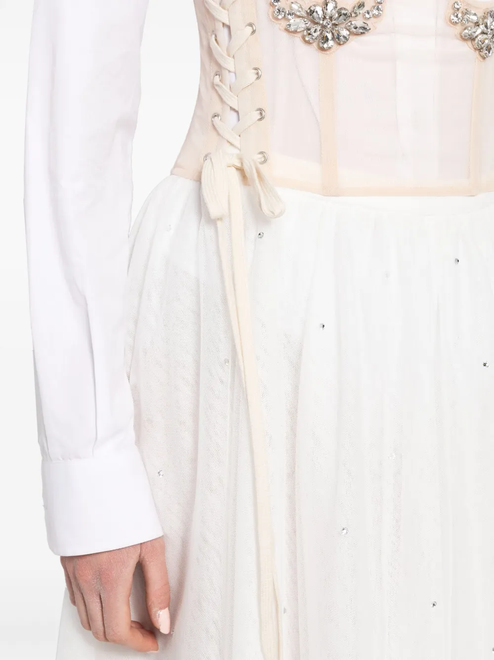 Simone Rocha Korset verfraaid met kristallen Beige