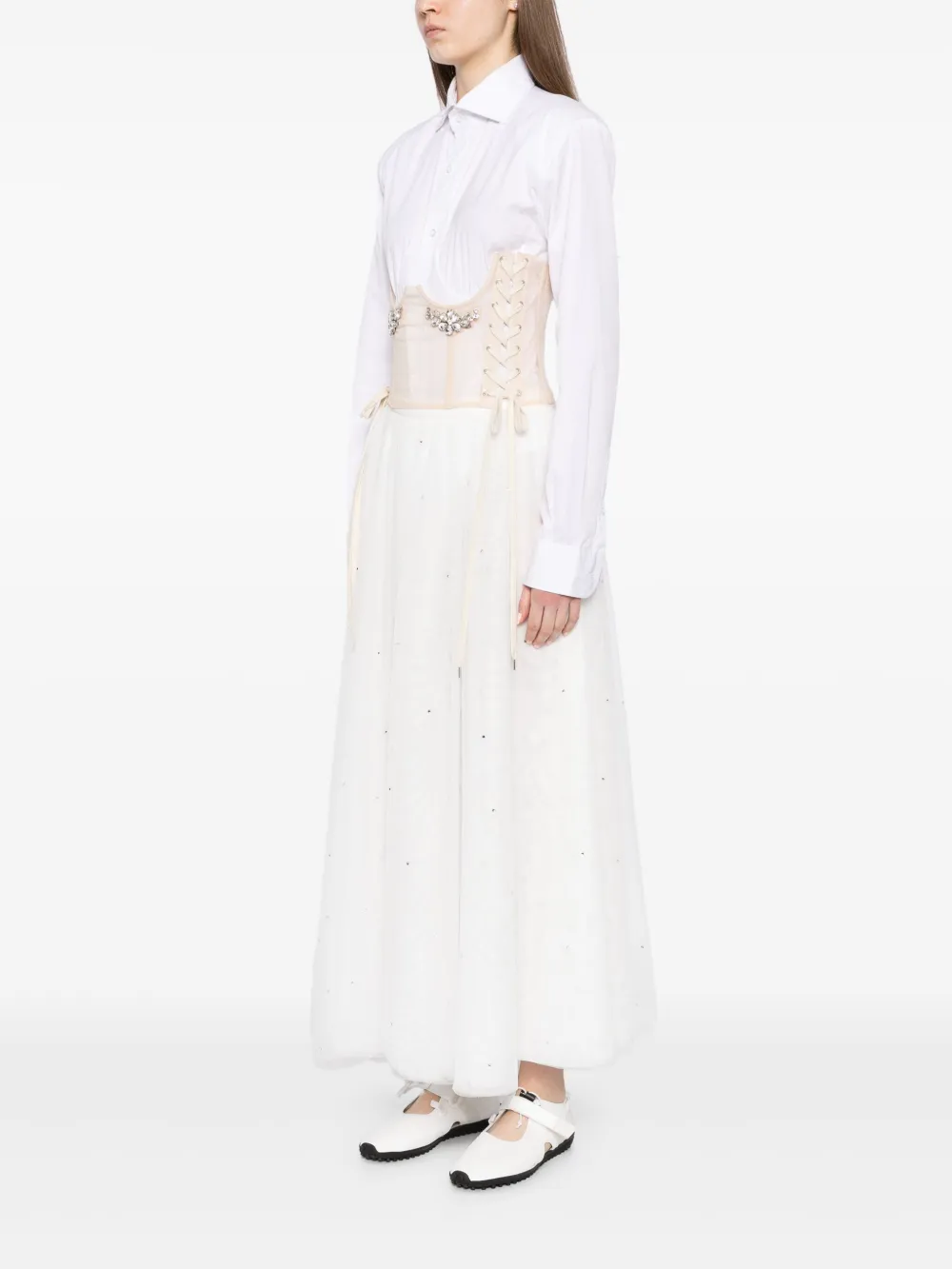 Simone Rocha Korset verfraaid met kristallen Beige