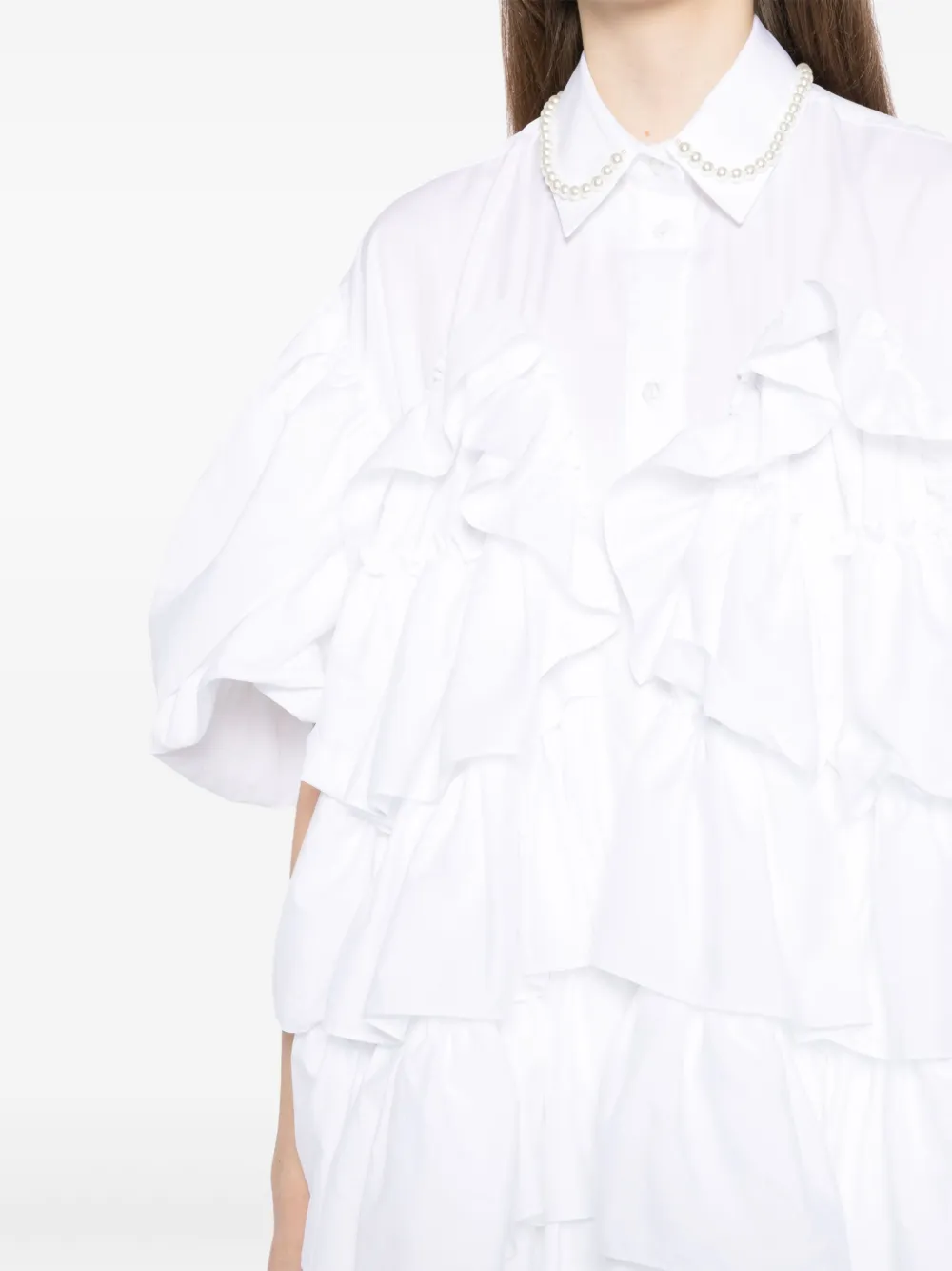 Simone Rocha Blouse met franje en bloemblaadje Wit