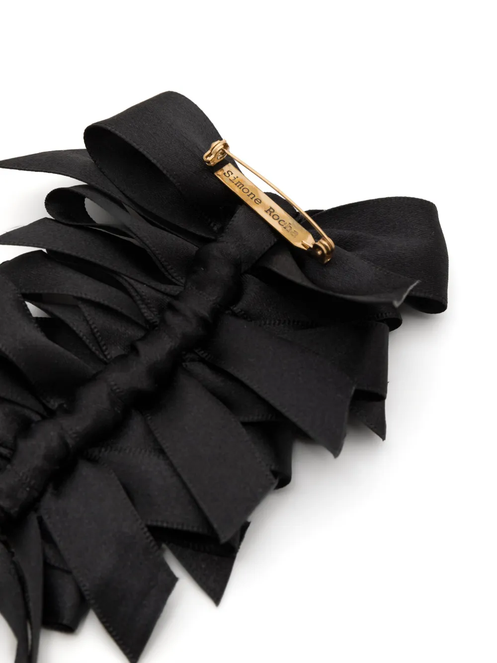 Simone Rocha Long Rosette Bow brooch - Zwart