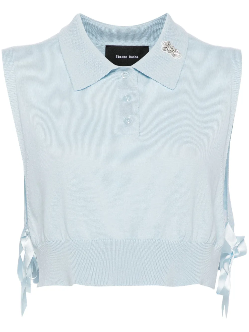 Simone Rocha babero estilo playera tipo polo con detalles | azul | Image 1