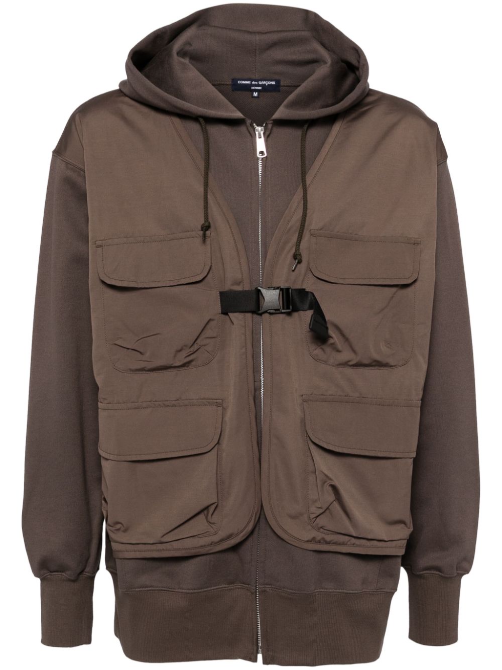 Comme Des Gar Ons Homme Layered Hooded Jacket Brown Farfetch