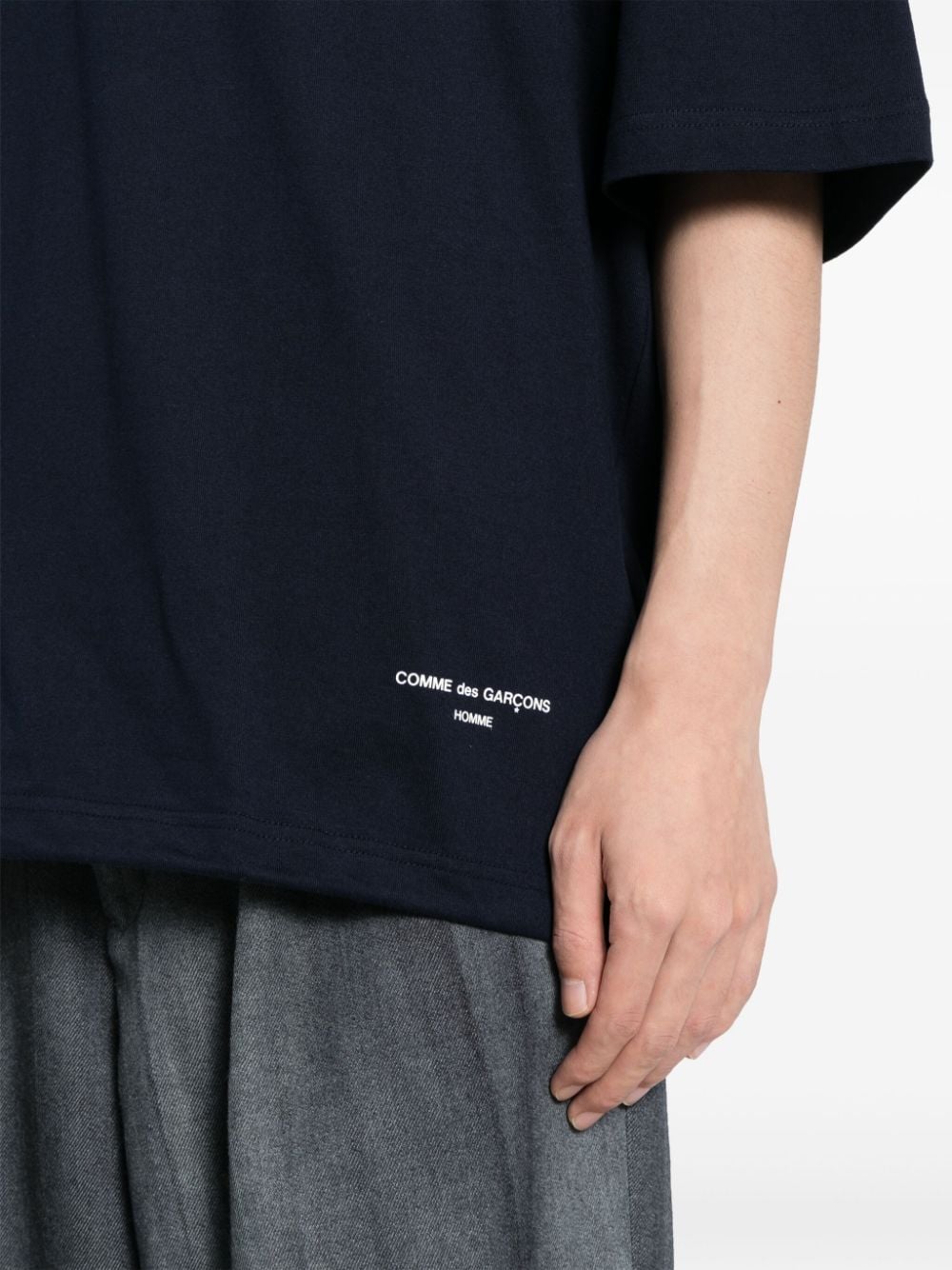 Shop Comme Des Garçons Homme Deux Logo T-shirt In Blue