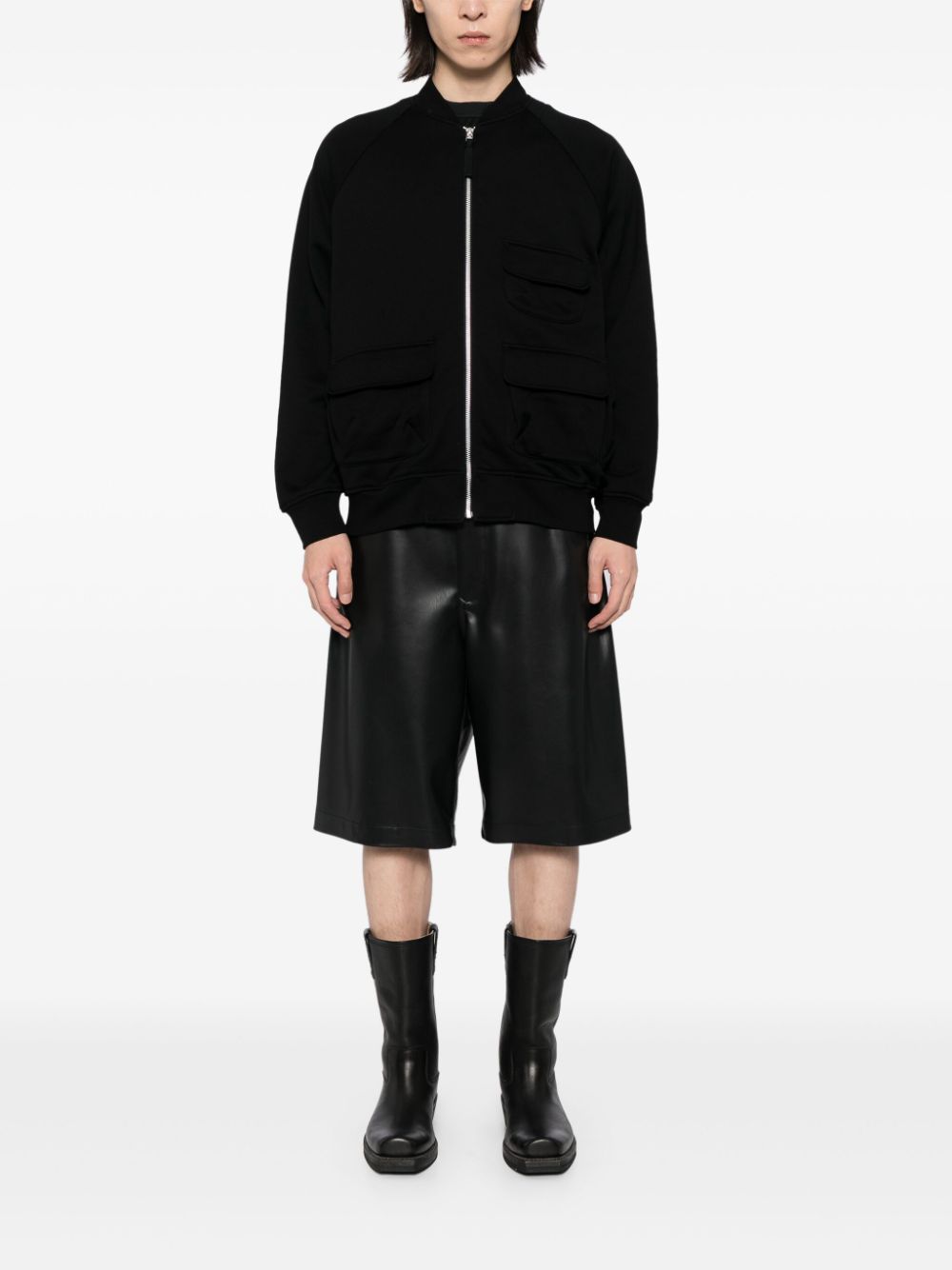 Shop Comme Des Garçons Homme Deux Zip-up Cotton Bomber Jacket In Black