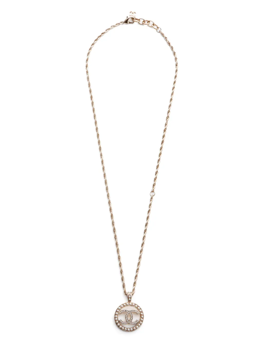 Pre-owned Chanel 2020 Cc Pearl Pendant Necklace In Gold