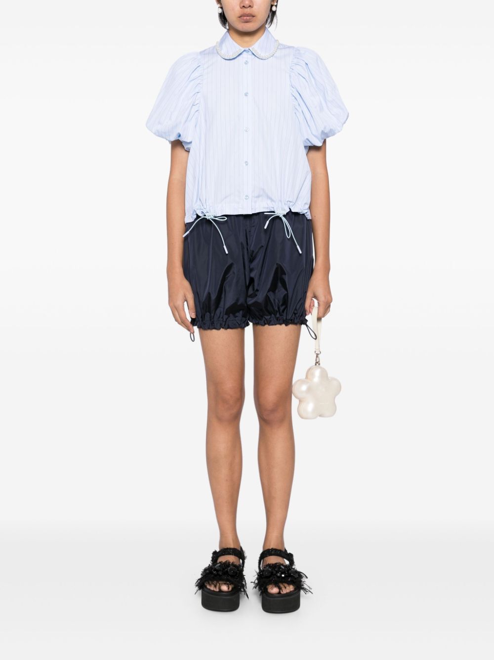 Simone Rocha drawstrings bloomer shorts - Blauw