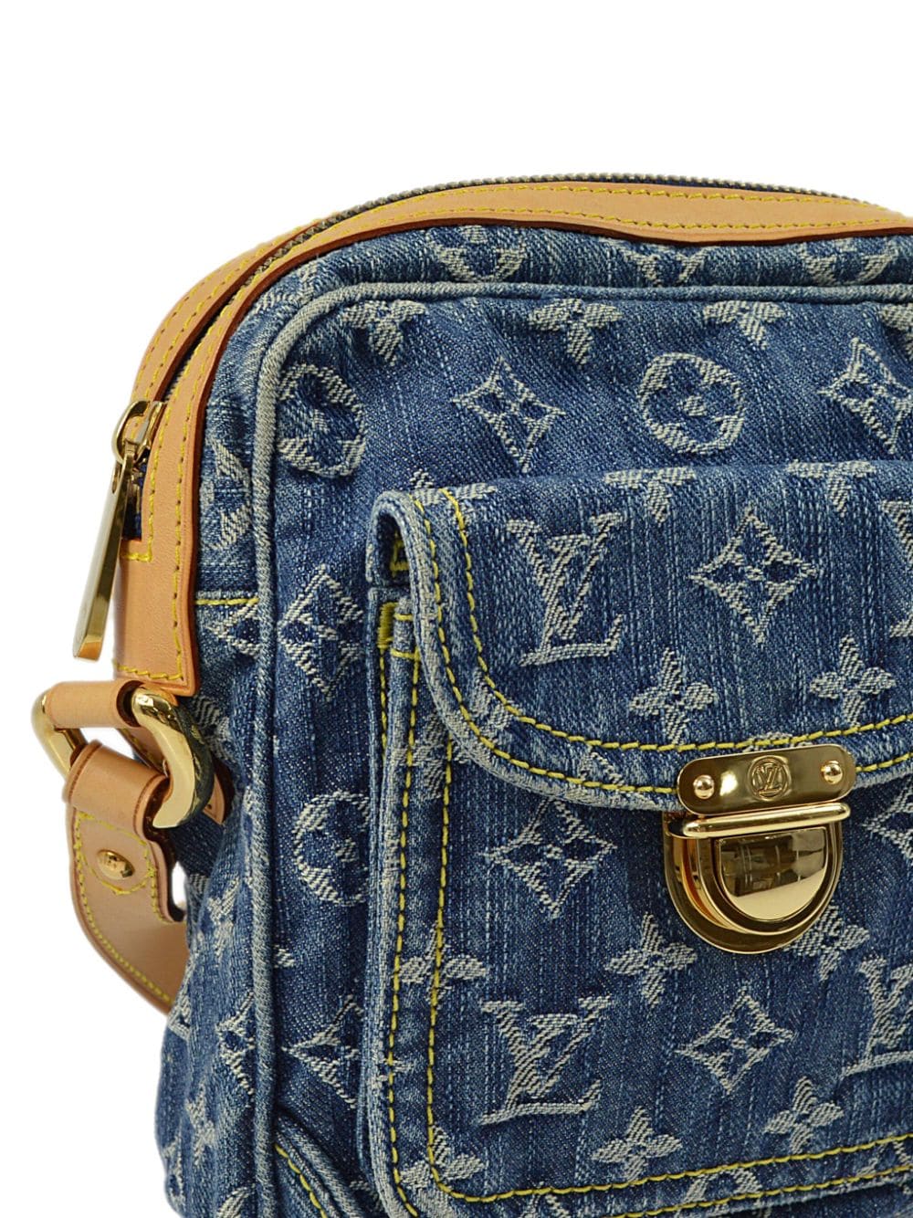 Pre-owned Louis Vuitton 2007 Monogram Jacquard Denim Crossbody Bag In Blue