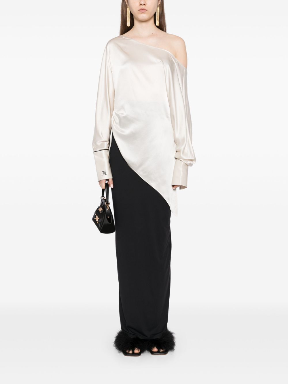 Kiki de Montparnasse off-shoulder silk blouse - Neutrals