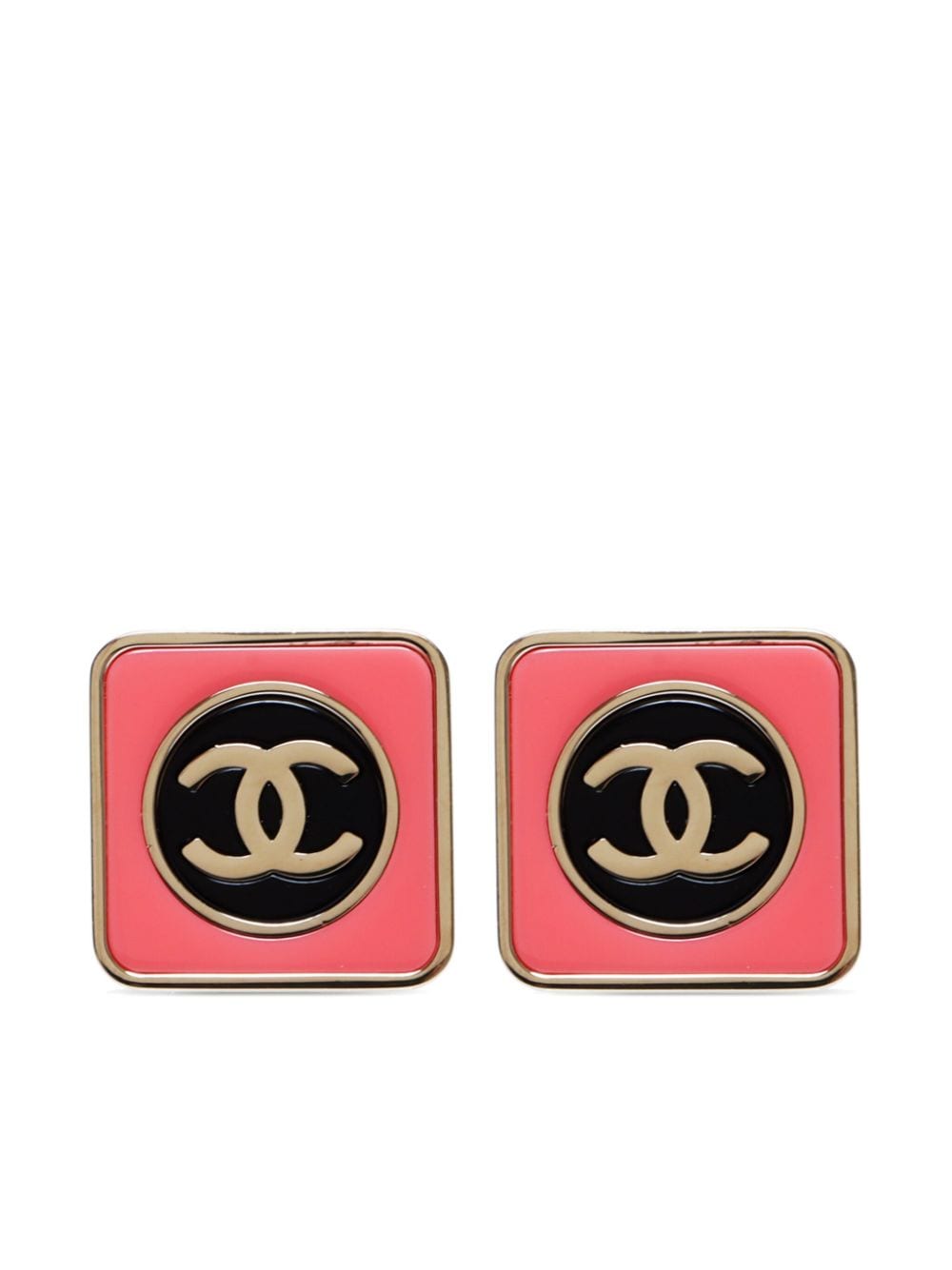 CHANEL Pre-Owned 2023 CC square stud earrings - Rosa