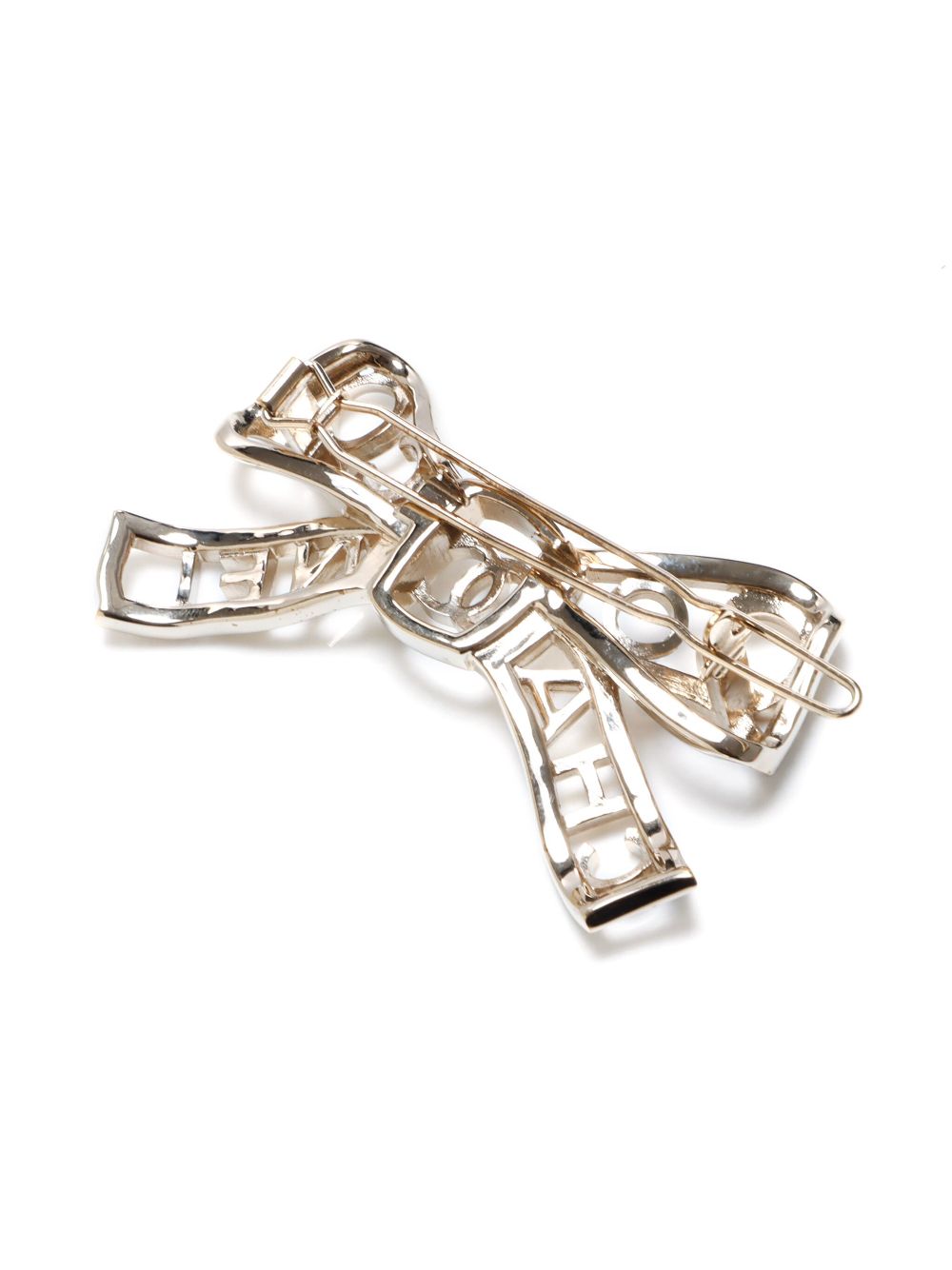 CHANEL 2020 Ribbon CC rhinestone hair clip Women