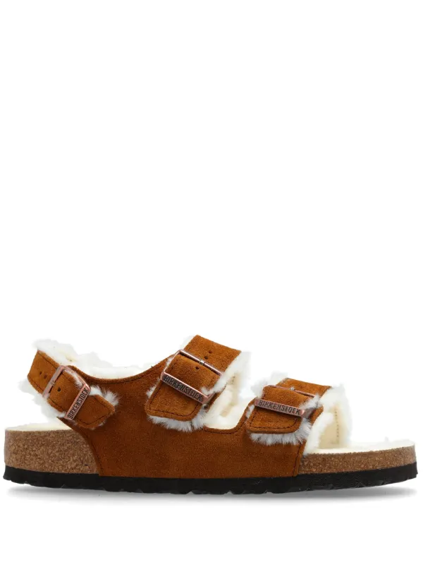 Birkenstock Milano Buckled Suede Sandals | Brown | FARFETCH