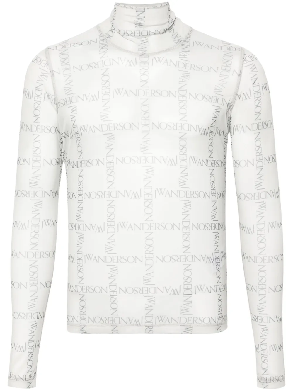 Jw Anderson Sheer Long Sleeve Turtleneck Top In Neutrals