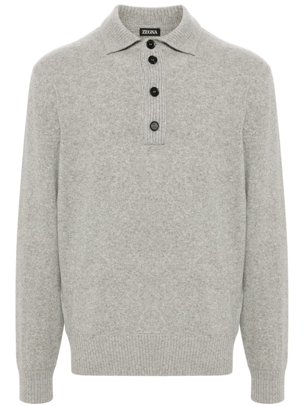 Zegna long-sleeve mélange polo shirt - Grey